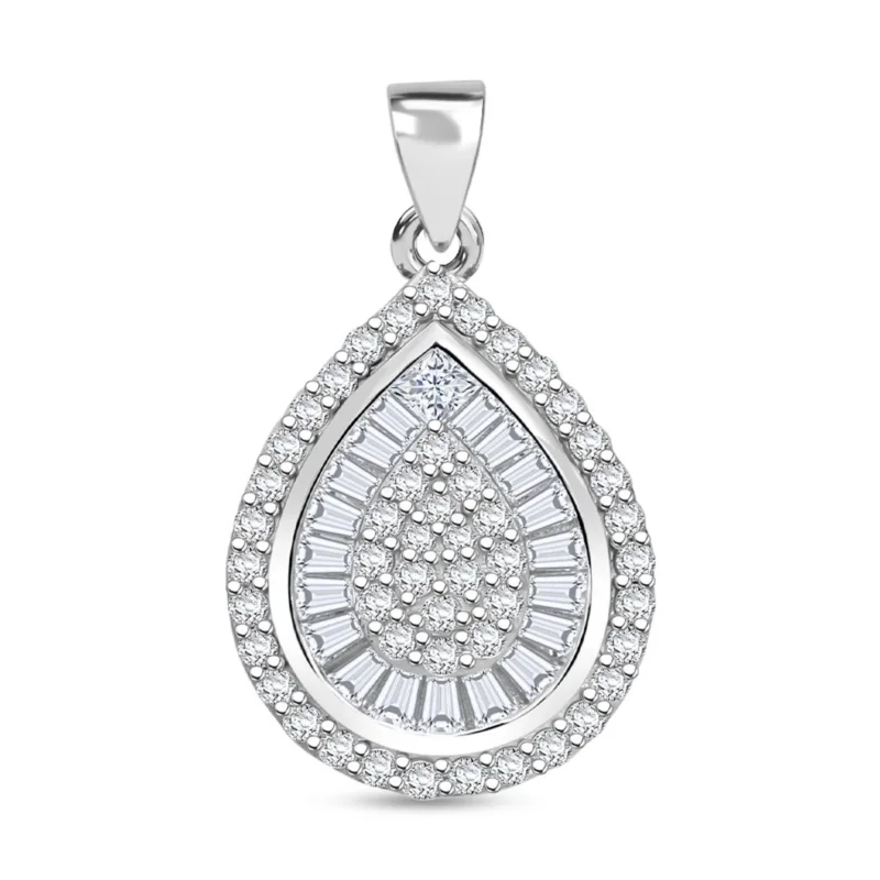 LUSTRO STELLA - Weißer Zirkonia Anhänger 925 Silber rhodiniert