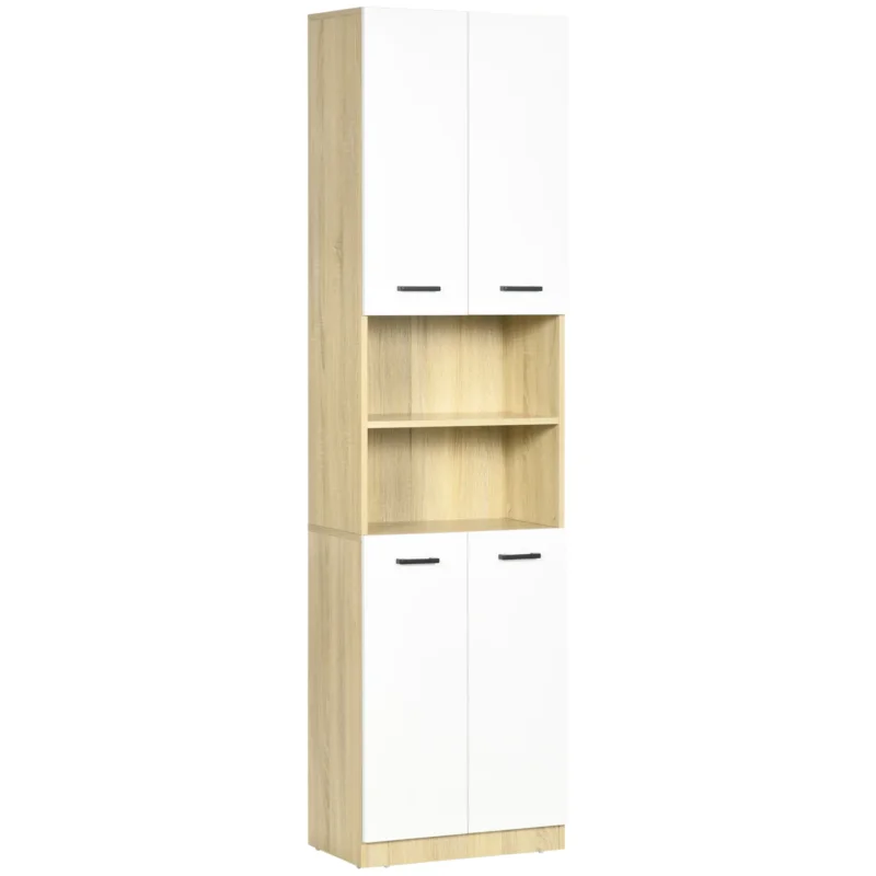 easycomfort easycomfort mobile bagno in truciolato bianco con 2 armadietti con ante e 2 ripiani aperti 53x33 5x195 7 cm