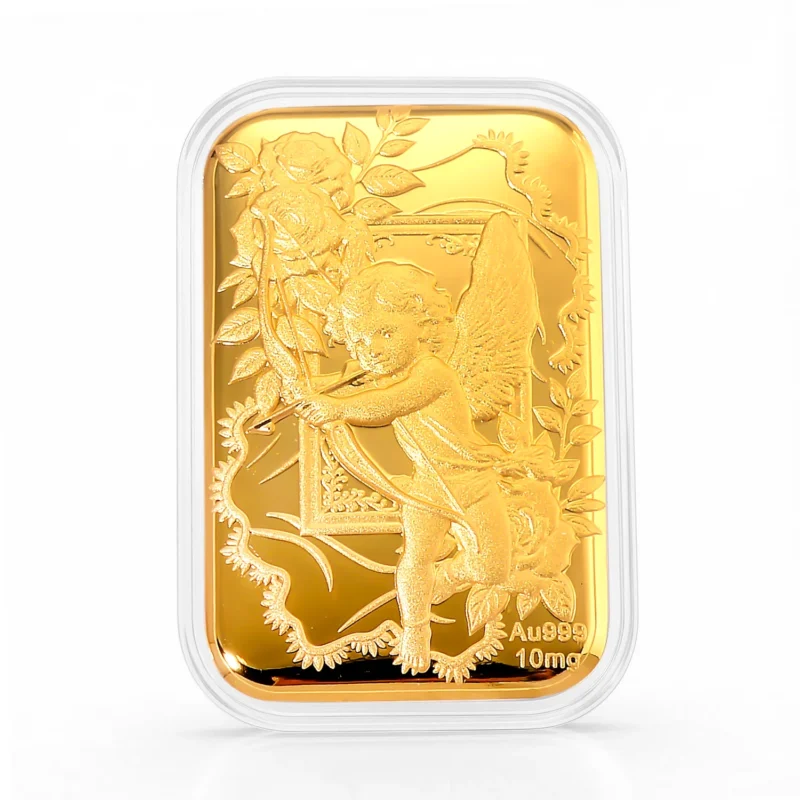 999er Goldfolie mit Amors Pfeil-Motiv, 4,5x3,1cm, 10mg