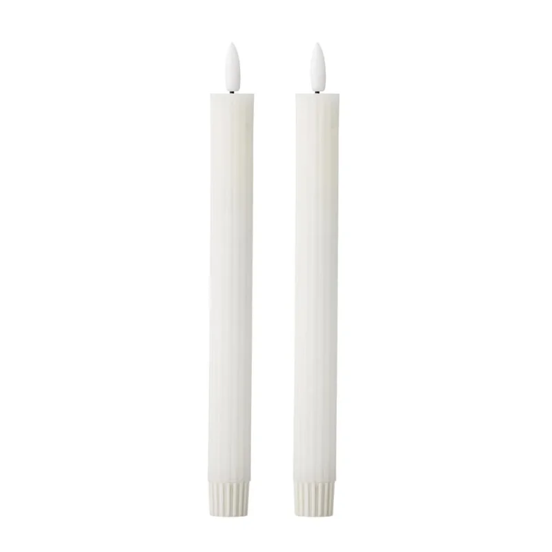 Bloomingville Ponza LED-Kerze 2er Set 24,5 cm weiß - LED Stabkerzen mit 3D Flamme & Timer