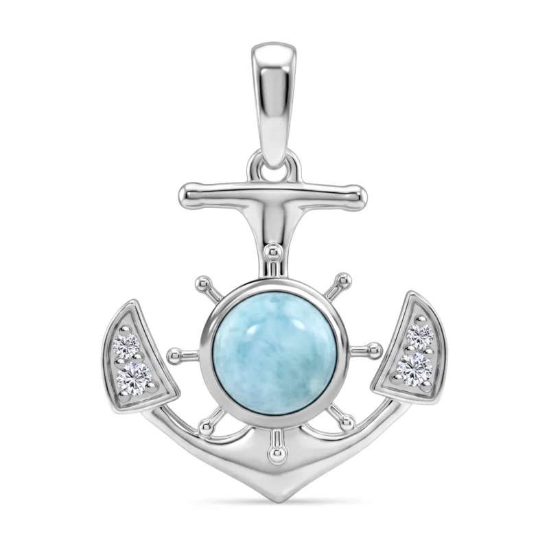 D'Joy Larimar, Weißer Zirkon Anhänger 925 Silber Platiniert ca. 1,89 ct.