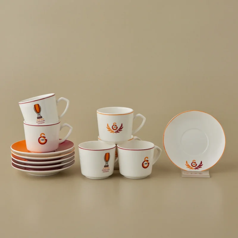 Karaca x Galatasaray Lizenziertes 6-Personen-Kaffeetassen-Set 80 ml