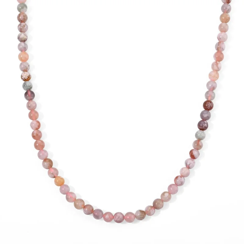 Mehrfarbige Achat 50cm Halskette, 316L Edelstahl - 225 ct.