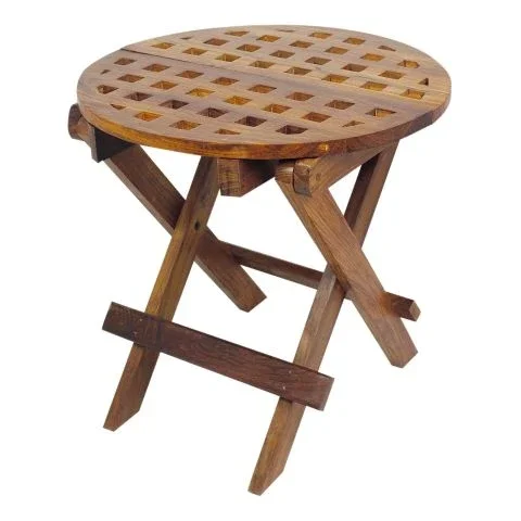 Klapptisch rund – maritimer Holztisch mit klappbarem Gestell