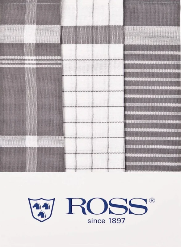 Ross 3er Pack Zwirn Halbleinen Geschirrtücher 915 Exclusiv silber