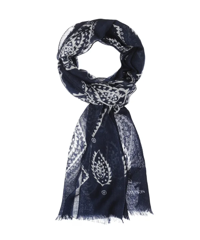 Stetson-Schal Sommer Abstraktes Paisley | Marineblau