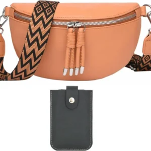 Umhängetasche Damen Stylisch Crossbody Bag Breiter Gurt Dunkelgrau