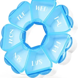 Pillenbox Herzform 7 große Fächer Woche reisefreundlich Blau