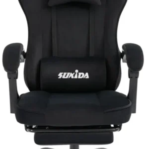 Ergonomischer Gaming Stuhl Stoff Schwarz Lordosenstütze