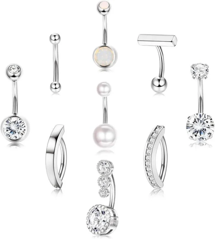 9er Set Bauchnabelpiercing Ringe 14ga 10mm Clicker Schmuck