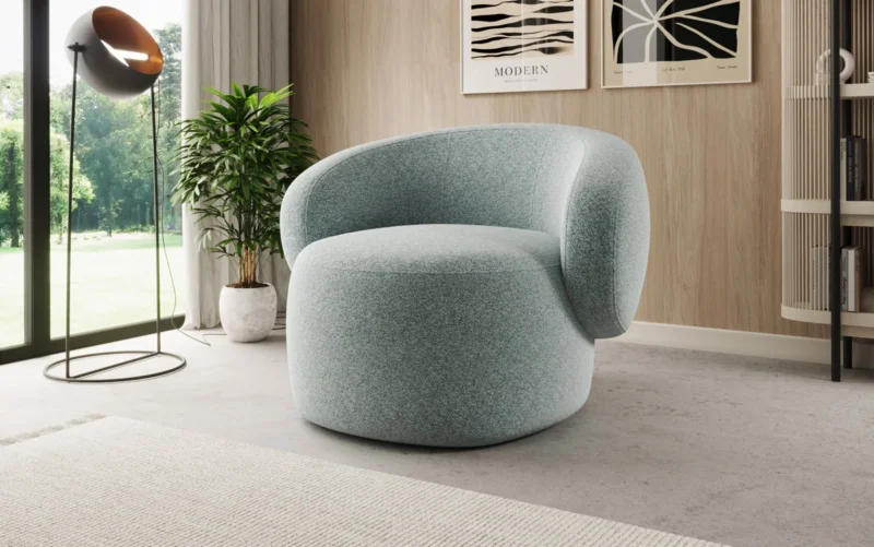 Designer Sofa-Sessel Kai in Strukturstoff - 360°-Drehfunktion