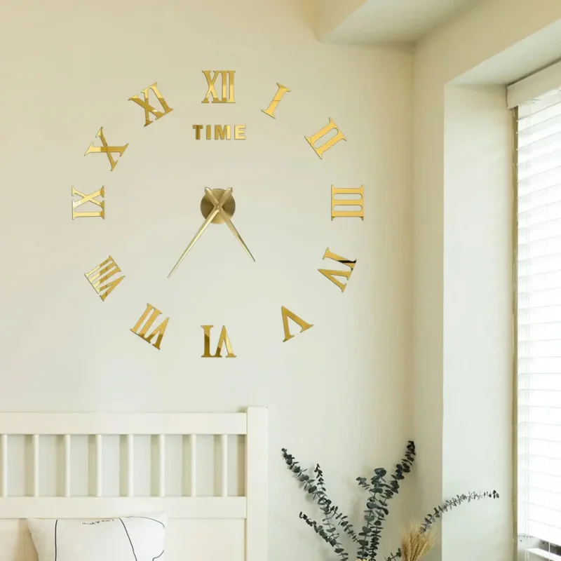 Große Wanduhr DIY 3D Selbstkleber Spiegel Acryl Wanduhr für Küche Esszimmer Wohnzimmer Kreative Wohnkultur | Karnz