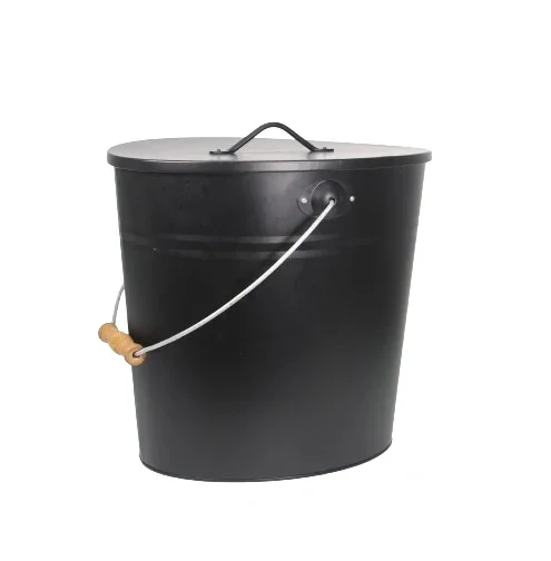 Ascheeimer 24 L für Kamin, Ofen & Grill schwarz 39 x 27 x 35 cm