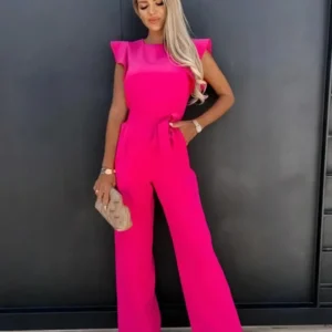 Jumpsuit mit Kurzen Ärmeln und Gürtel - Noa