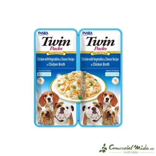 CHURU PERRO TWIN PACKS Hühnchen, Gemüseeintopf und Käse in Hühnerbrühe, Packung 12x2x40gr