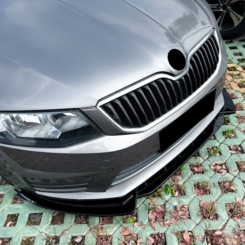 AutoStyle, Frontspoiler, 3-delt, passer til Skoda Octavia III (5E) HB/Kombi (2013-2017), Excl. RS, Blank sort ABS