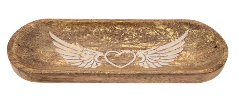 EngelsflĂŒgel RĂ€ucherstĂ€bchenhalter â Goldverzierung â 27,5 Ă 10 cm