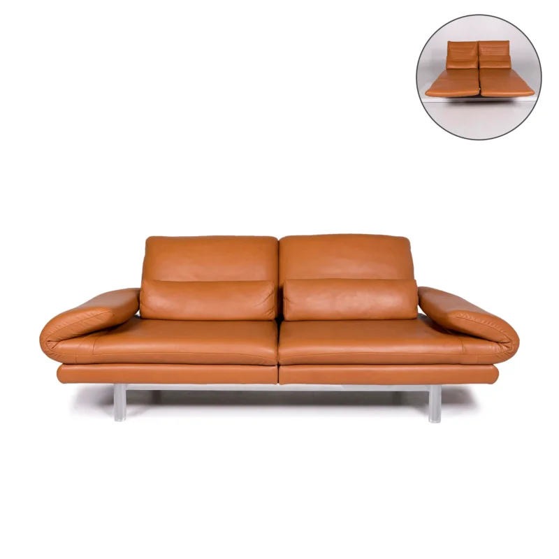 Ewald Schillig Quinn Leder Sofa Orange Zweisitzer Funktion Relaxfunktion Couch #10813