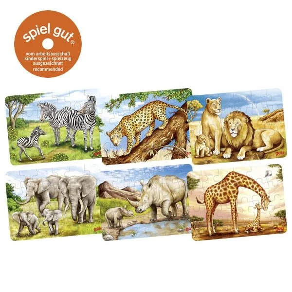 GoKi 57419 Minipuzzle Afrikanische Tiere - 1 von 6 verschiedenen Motiven Gollnest & Kiesel Zebras