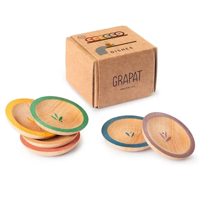 Grapat Dishes Holzteller für Kinderküche und Kaufladen mit Verpackung