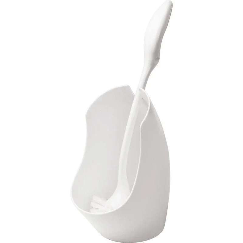 Die WC-GARNITUR MODERN, MIT RUNDBÜRSTE #6420 der Haug Bürsten KG ist eine weiße Kunststoffgarnitur in modernem Design mit passendem Halter und aufrecht stehender Rundbürste - ein schlichtes, praktisches Accessoire für Ihr Bad.