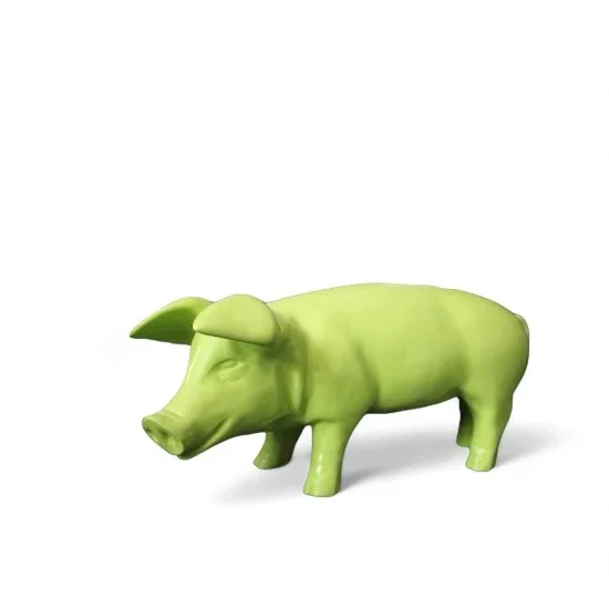 Schwein Figur Grün aus Kunstharz – moderne Deko Tierfigur für Garten und Wohnraum, 52 cm
