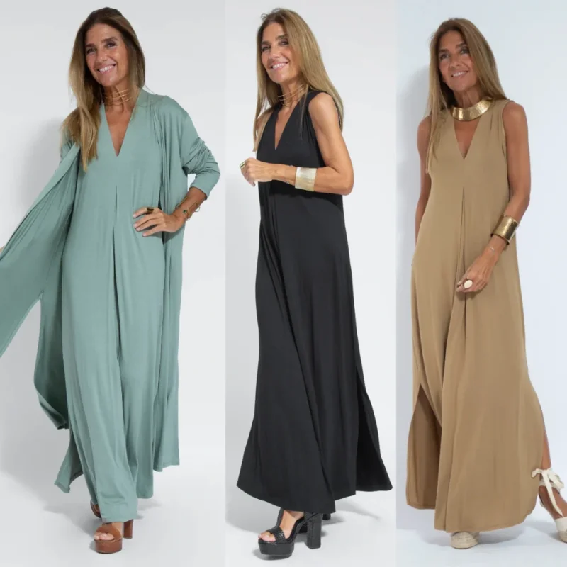 Herbstliches figurbetontes Kleid mit Weste – Valentina
