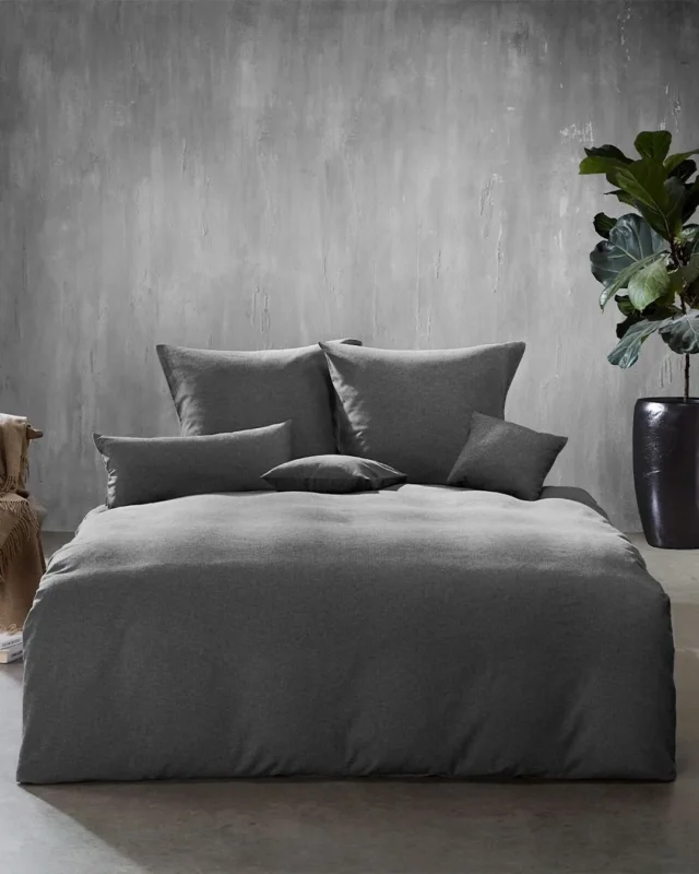 fleuresse Flanell Bettwäsche Lech 603089 200x220 granit