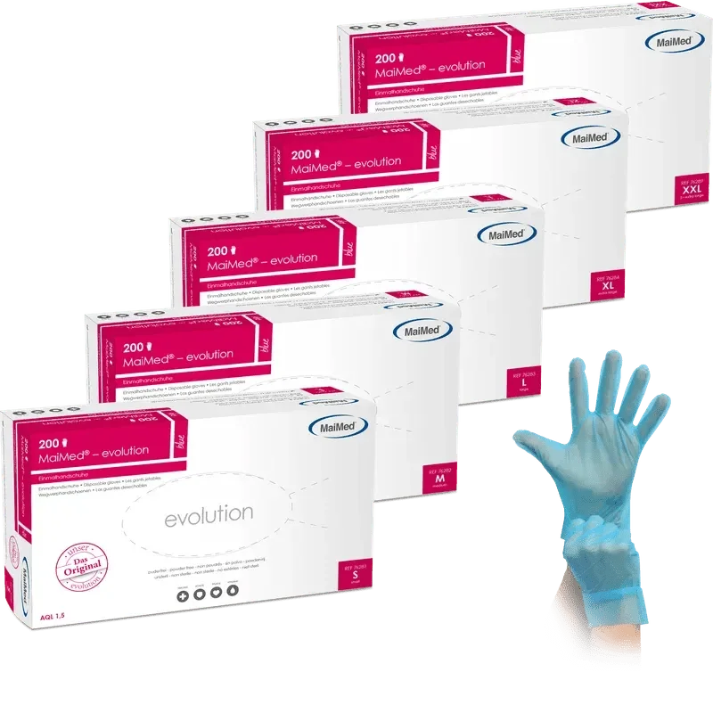 MaiMed-evolution, blue, unsteril, puderfrei Latexfreier Einmalhandschuh, 200 St./Box
