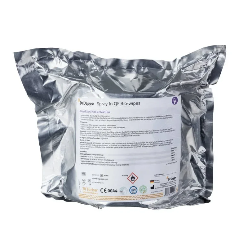 Spray In QF Bio-wipes Nachfüllpack - Nachfüllpackung für den Desinfektionstücher-Spendereimer - Med-Praxisbedarf