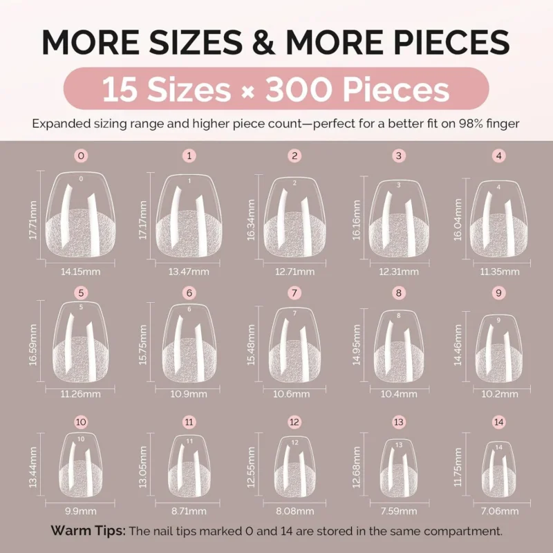 Full Cover Soft Gel Nail Tips Extra Short Ballerina 300pcs – Bild 3