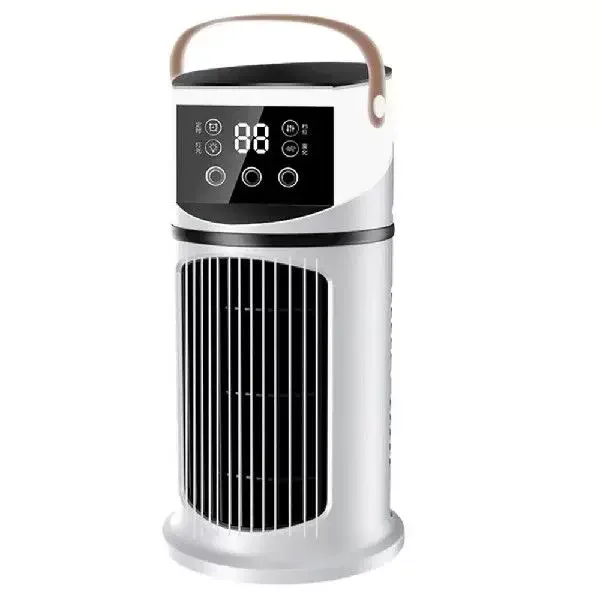 Unisex Einheitsgröße wiederaufladbarer Turm Klimaf ventilator mit Touch-LED-Steuerung integriertem befeuchtenden Reservoir und Leder-Tragegriff Brehn