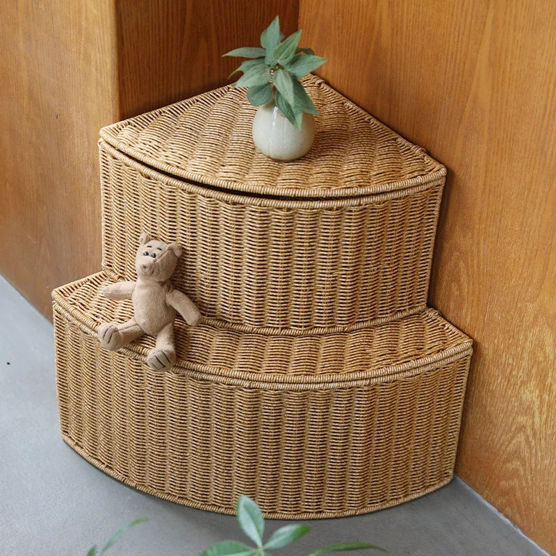 Eck Woven Aufbewahrungskorb mit Deckel Brehn