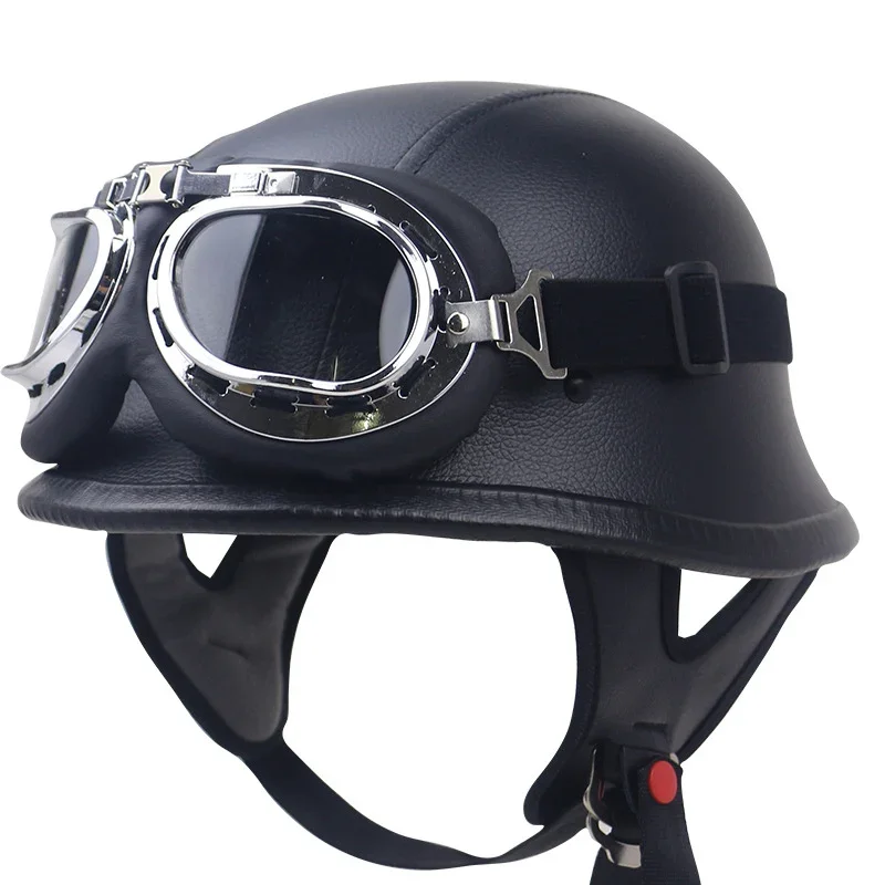 Vintage-Carbonfaser-Motorradhelm mit Brille Brehn