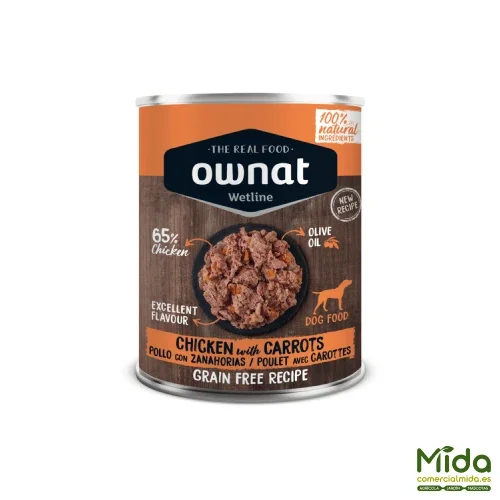 Alimento Húmedo OWNAT Wetline Chicken With Carrots para Perros en Lata