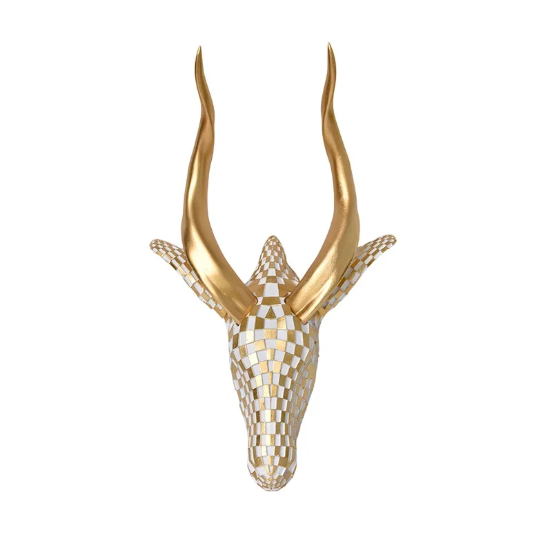 Moderne Antilopenkopf-Wanddekoration in Gold & Weiß – Elegante 3D Wandskulptur