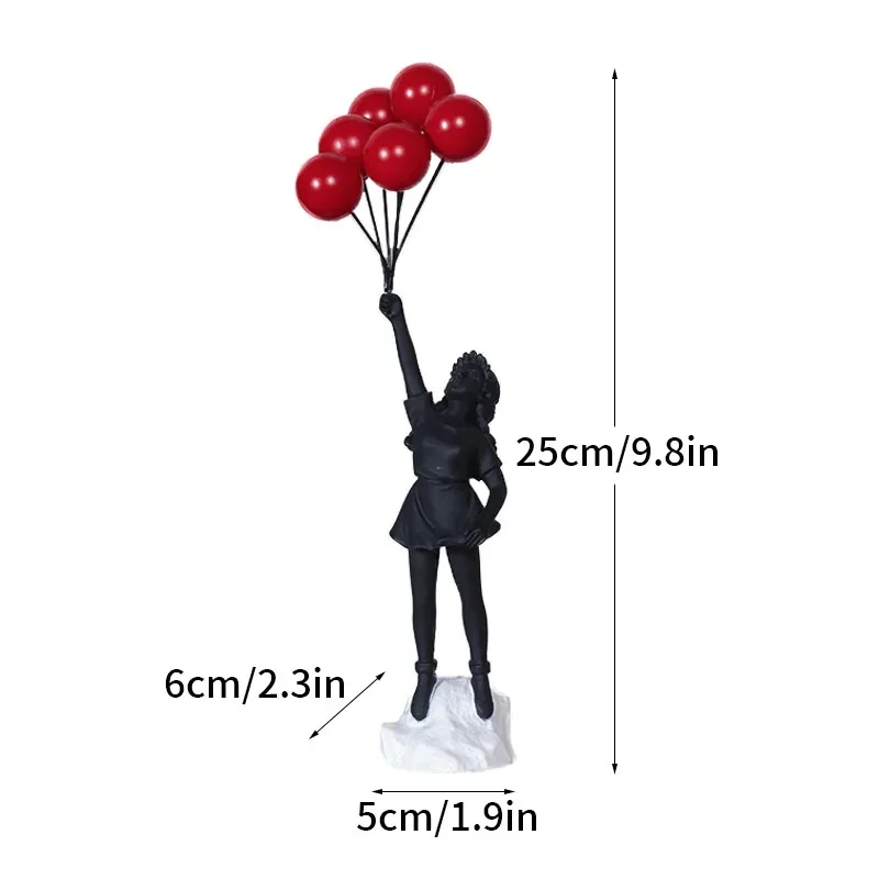 Artify Banksy Skulpturenkollektion | Blumenwerfer & Ballonmädchen | Pop-Art-Figuren | Moderne Büro- & Wohndekoration