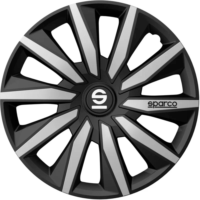 Sparco, Radzierblenden Milano - 14-Zoll - Schwarz/Silber - Satz mit 4 Stück, ABS, Silber, Schwarz