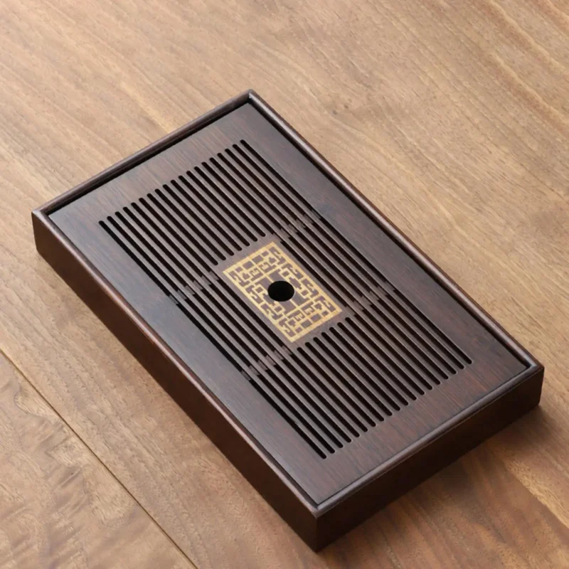Brehn | Chinese Tea Tray with Water Storage Box Durable Simple Drainage Type Plate Tea Serving Tray for Teahouse Home Household Office