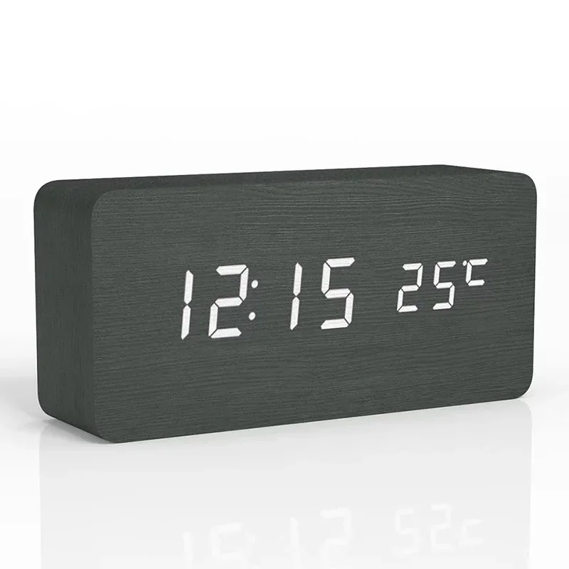 Brehn | EcoTime Digitaler Wecker aus Holz | LED-Anzeige | Modernes Design | Lautlos | Umweltfreundlich