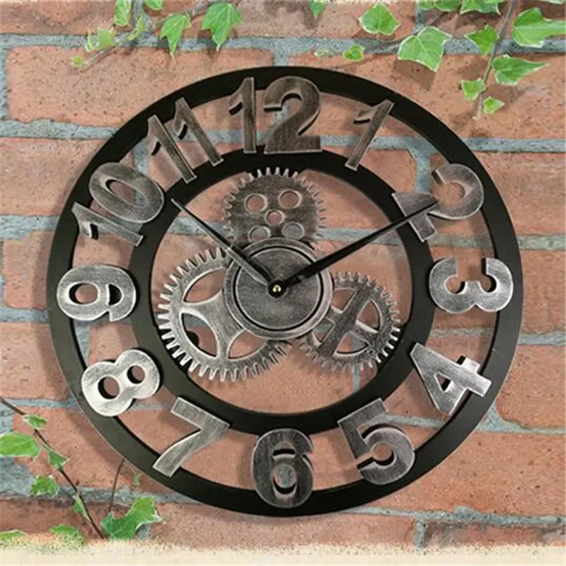Große Vintage Wanduhr im europäischen Holzdesign – Dekorative Uhr mit römischen Ziffern | Brehn