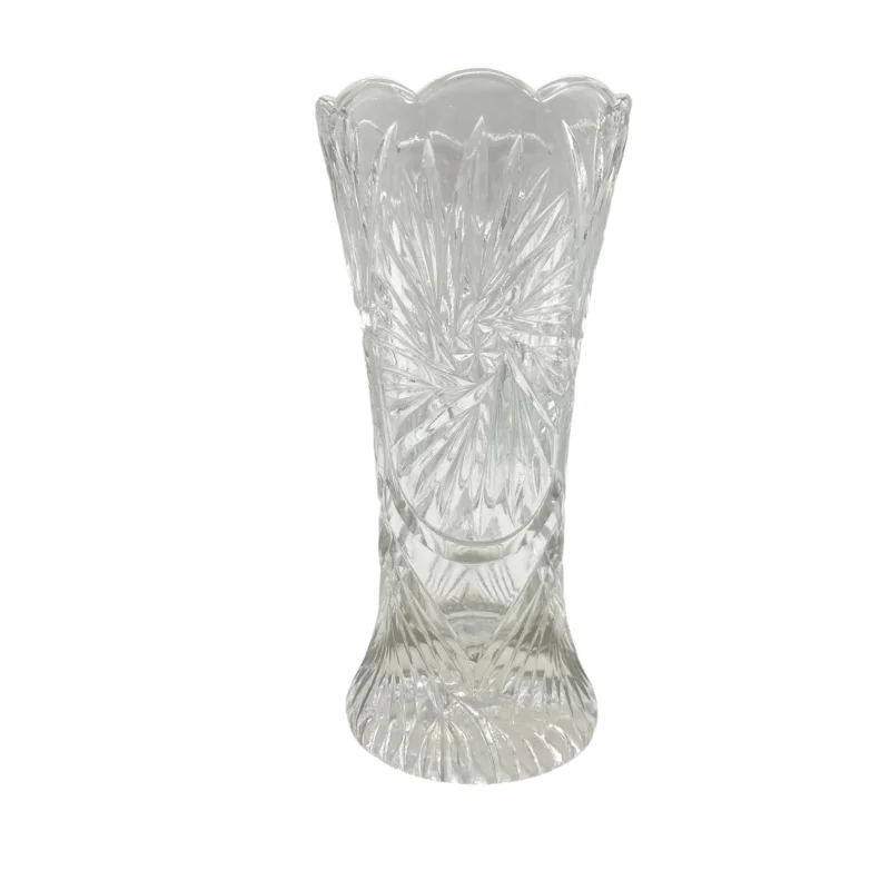 Vintage Pressglas Vase 60er 70er Jahre mit Sternen beschliffen transparent - Mid Century Lounge