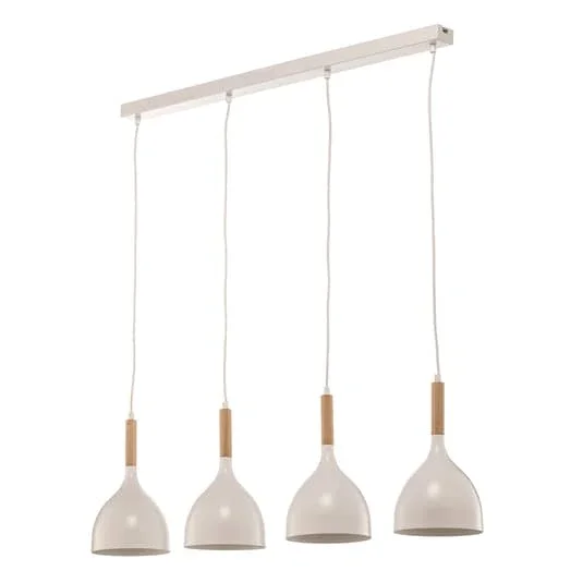 Euluna Hängeleuchte Noak Hängelampe Leuchte Lampe 4 Flg. Lang Weiß Holz Natur916 B-Ware - 5907565937107