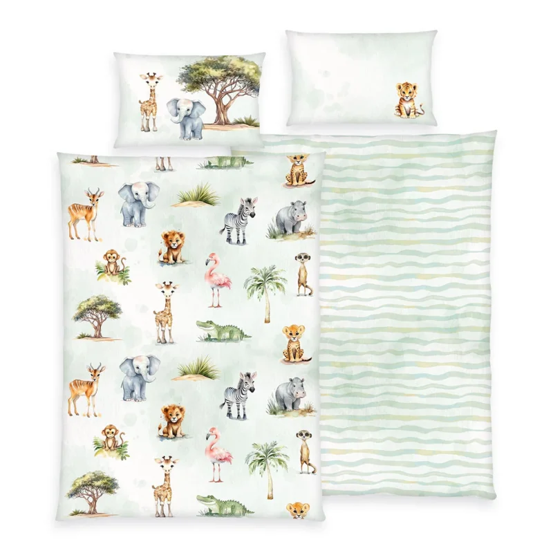 Herding Flanell Bettwäsche Safari 100/135 cm bunt