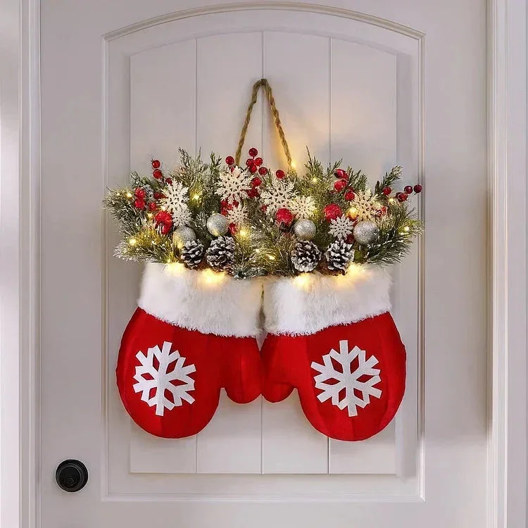 Festlicher Weihnachtskranz in Handschuhform – 120 LEDs mit Timer