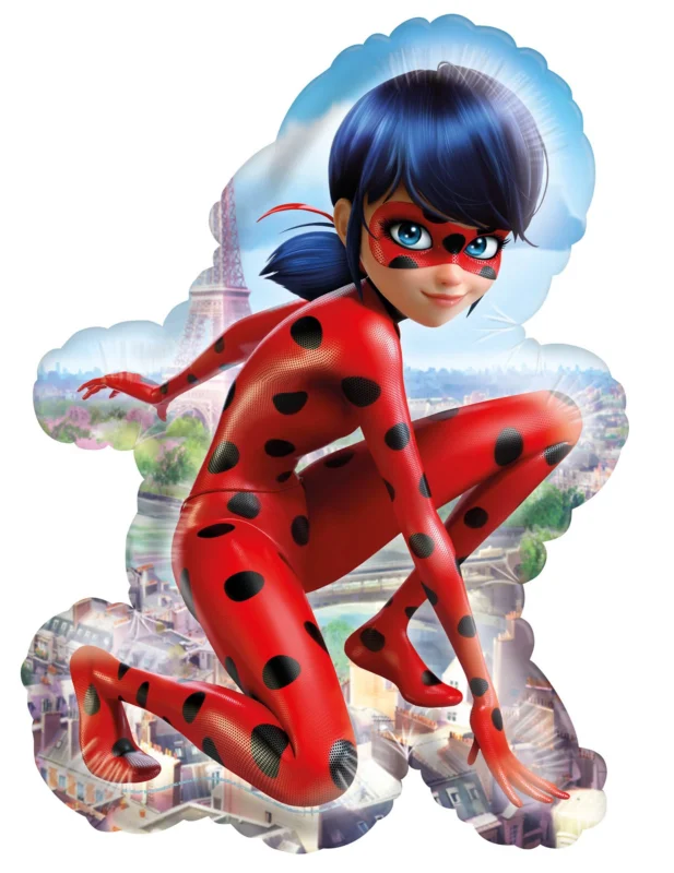 Ballon aluminium Ladybug rouge à pois noirs