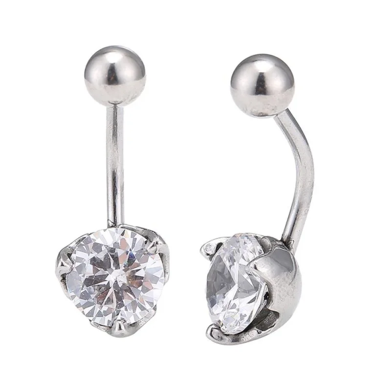 Bauchnabelpiercing Edelstahl silber Farben weißer runder Zirkonia Stein - chic - net.de