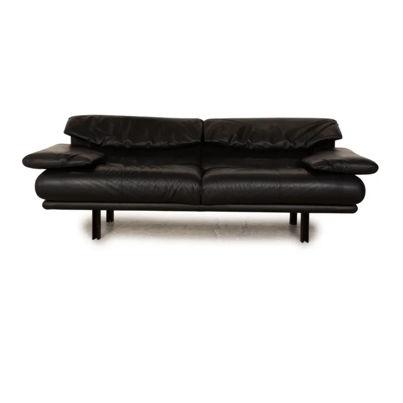 B&B Italia Alanda Leder Dreisitzer Schwarz Sofa Couch manuelle Funktion