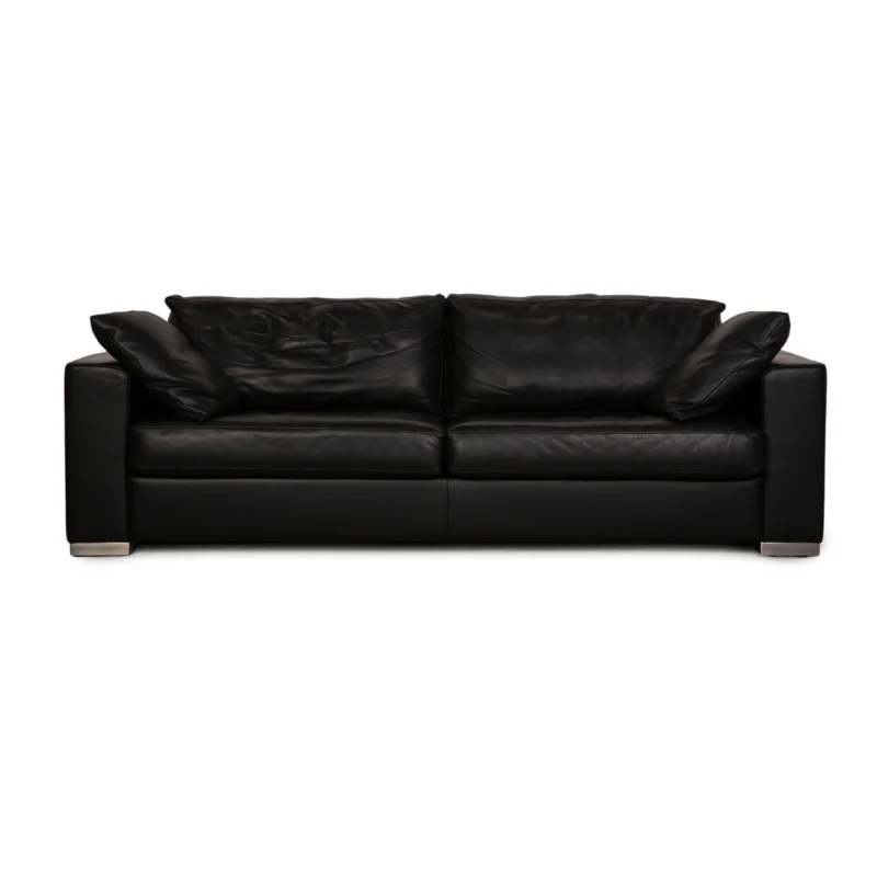 Bielefelder Werkstätten Leder Dreisitzer Schwarz Sofa Couch Funktion
