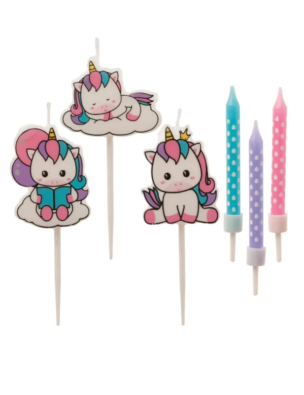 Détail des modèles et dimensions des bougies d'anniversaire licorne